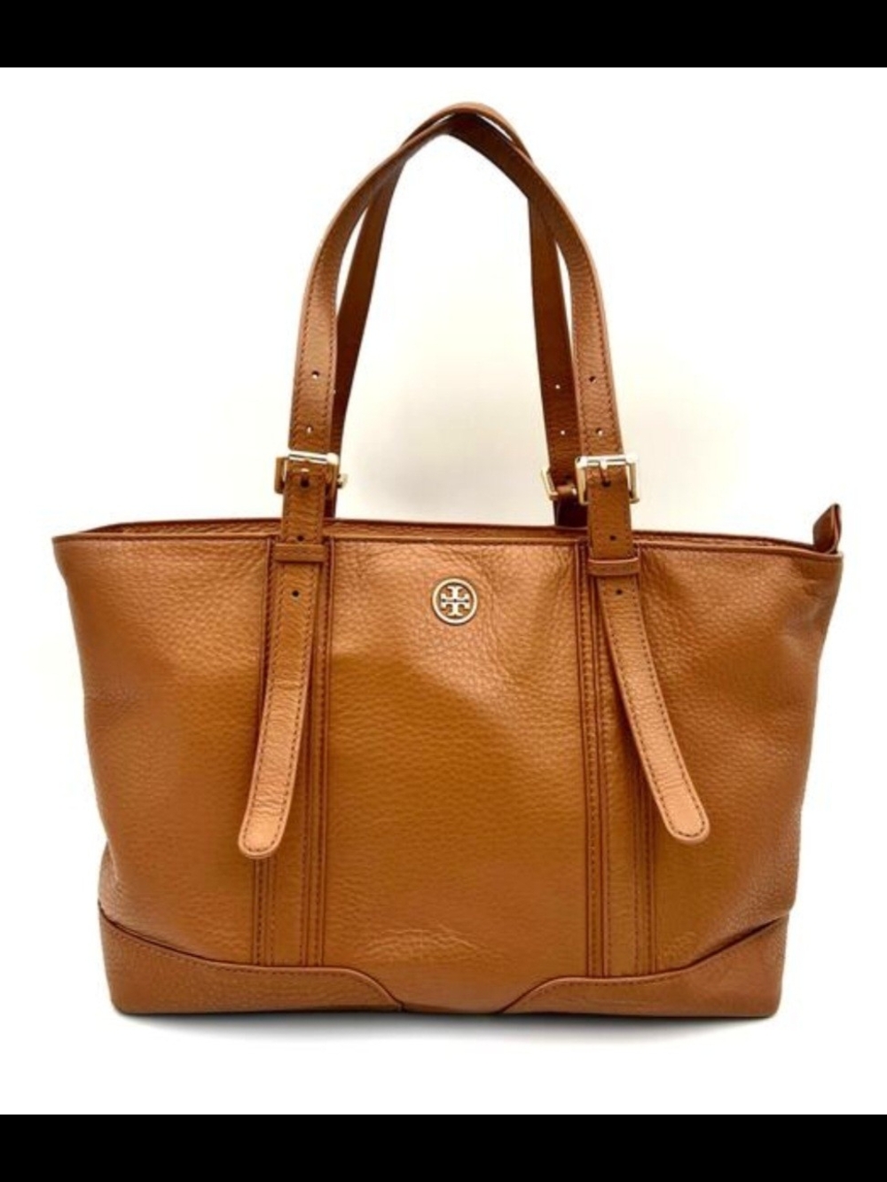 Tory Burch Cognac Pebbled Leather Tote